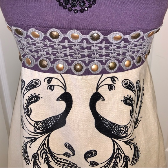 Free People Beaded Peacock Design Mini Dress - Picture 3 of 14